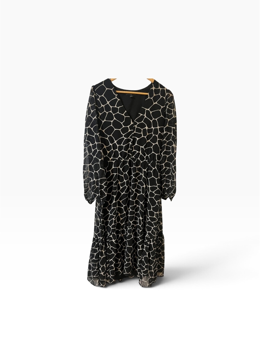 Banana Republic Black and White Patterned Midi Dress Size M
